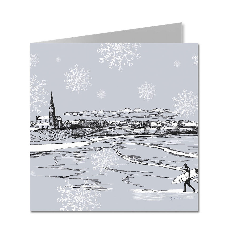Longsands Christmas Hand Drawn card