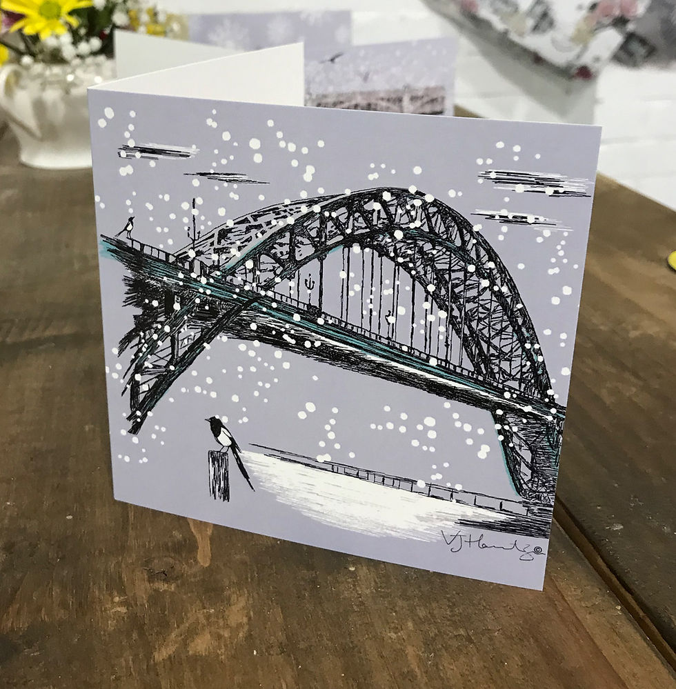 Tyne Bridge Christmas Hand Drawn card