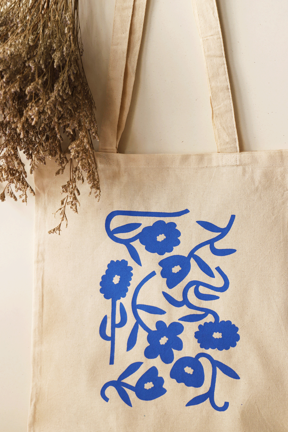 Sérigraphie Tote Bag "fleur bleue"