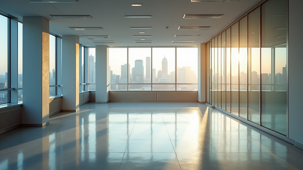 High angle view of an empty office space ready for relocation