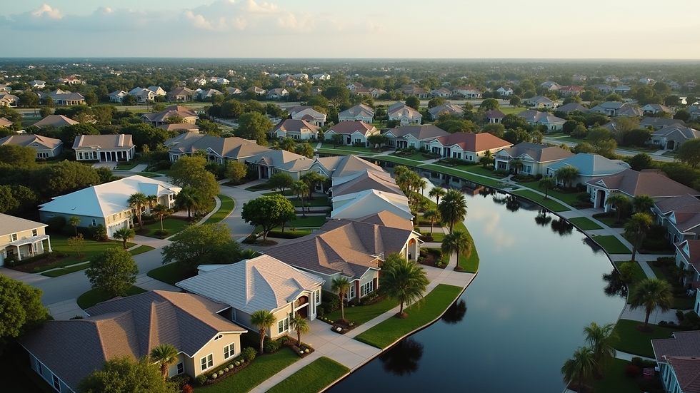 High angle view of a variety of Florida homes in different neighborhoods