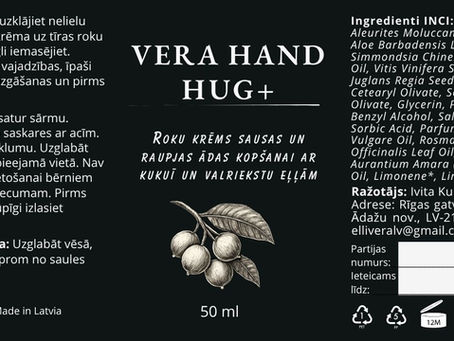 Etiķetes jauns dizains. Vairāk nekā vienkārši roku krēms: VERA HAND HUG+ rituāls jūsu rokām