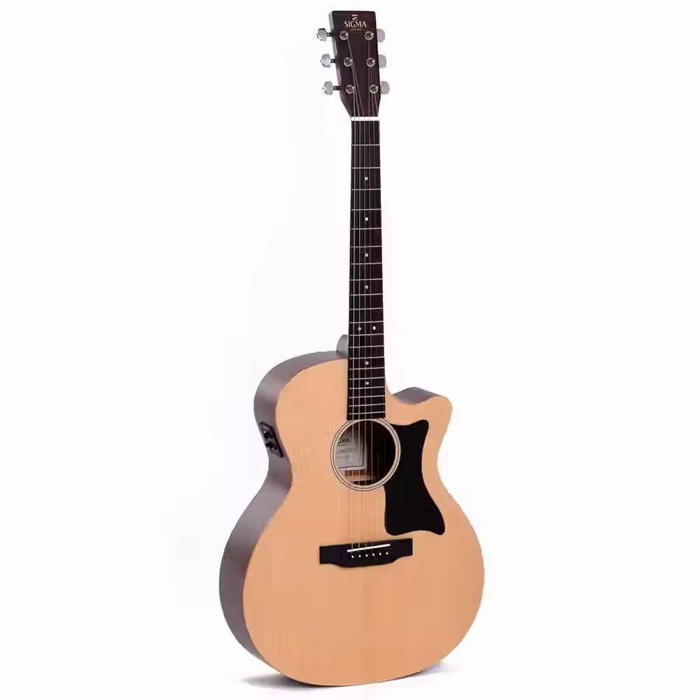 Sigma GMC-STE Grand Concert Acoustic Guitar w/ Solid Spruce Top Cutaway & Pickup