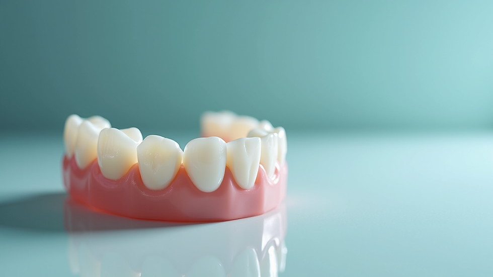 Close-up view of a dental prosthesis on a clean surface