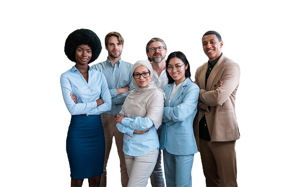 Diverse group of six professionals