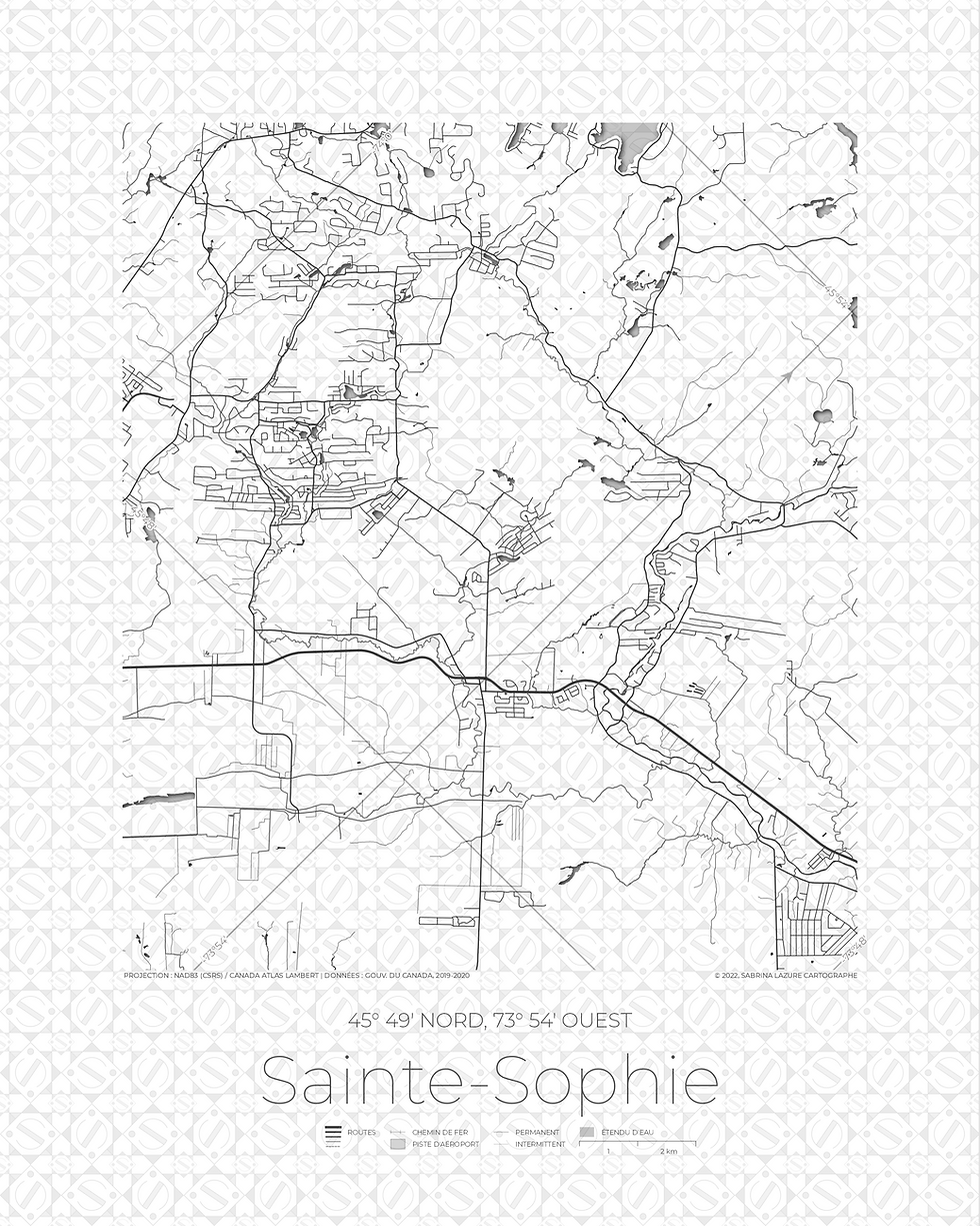 Thumbnail: Minimalist maps of cities of Quebec