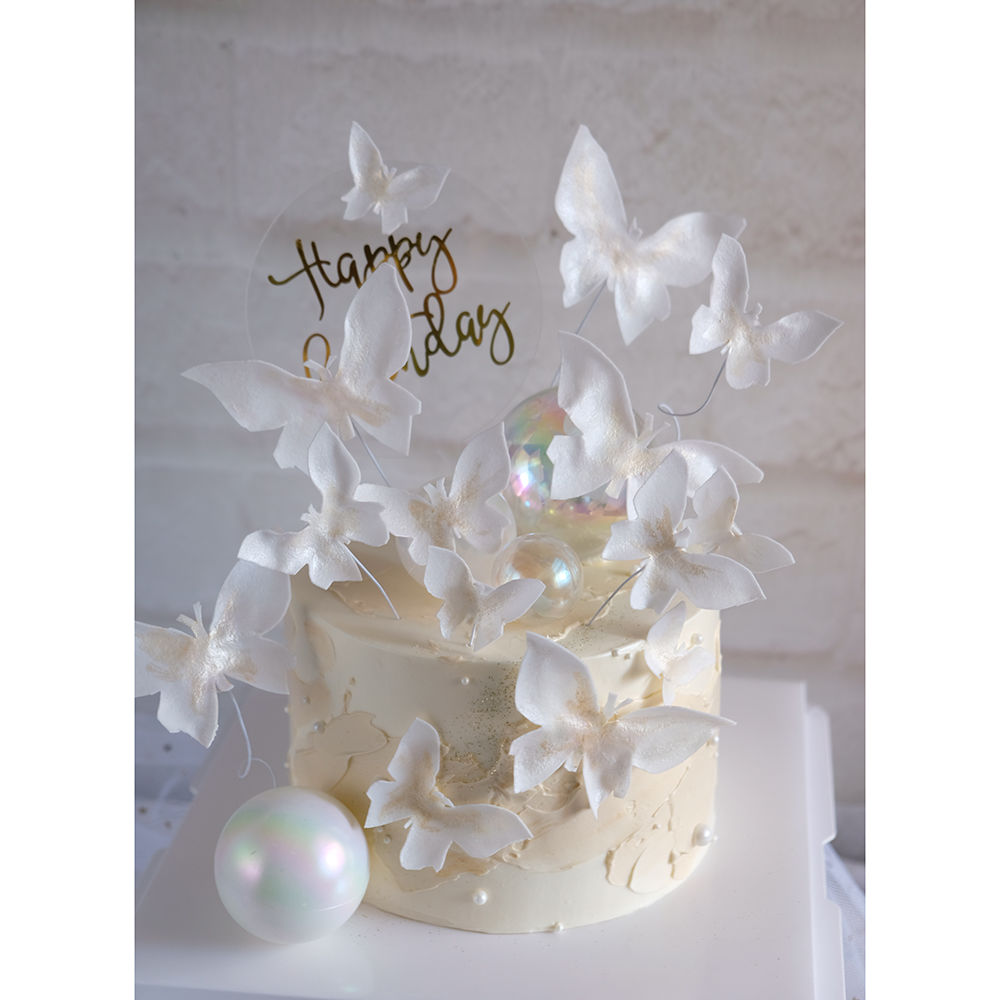 Lady-302 Butterfly Cake in white 蝴蝶