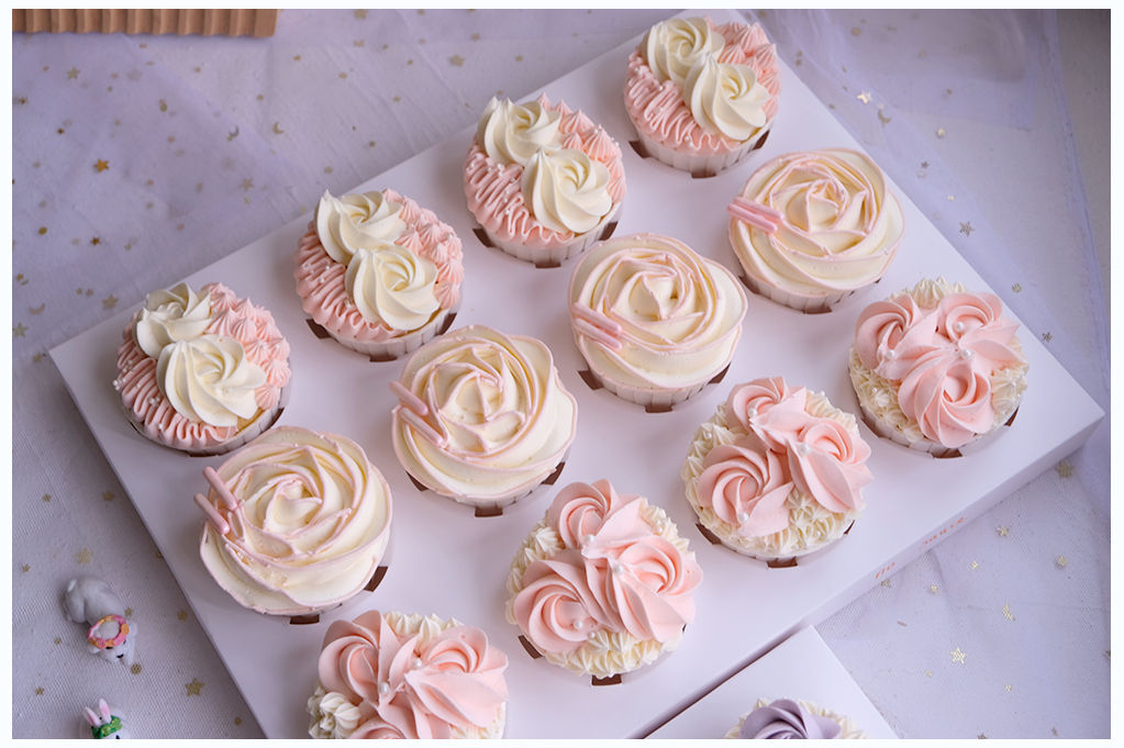 CC-004 Pink Flower 3 designs 粉色花花杯子蛋糕 cupcake