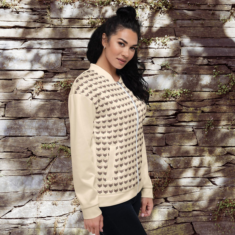Thumbnail: Rheece Botanical Antler Crest Bomber Jacket – Hand Illustrated