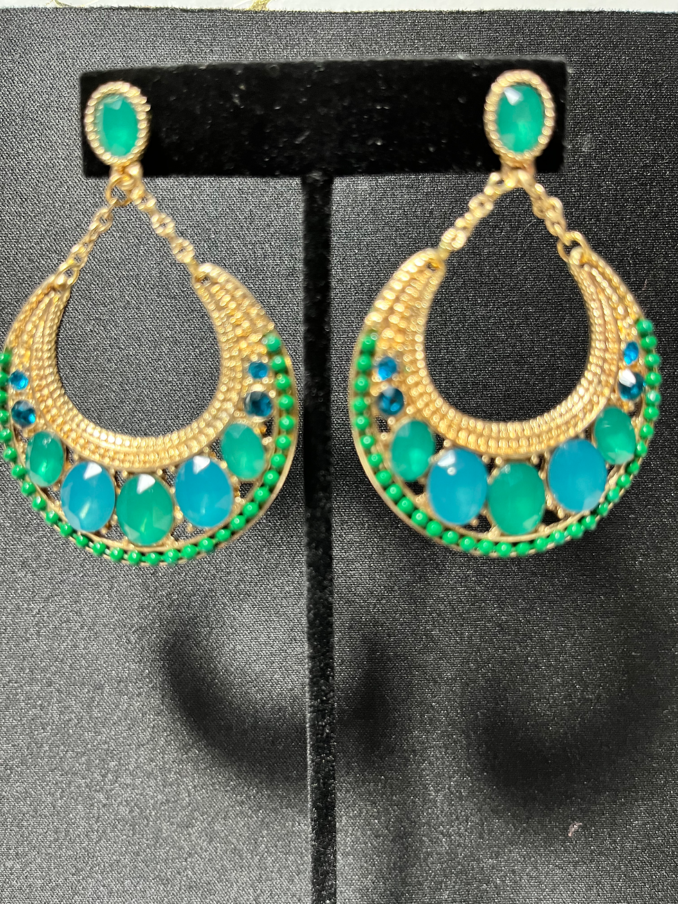 Thumbnail: Emerald half moon earrings 