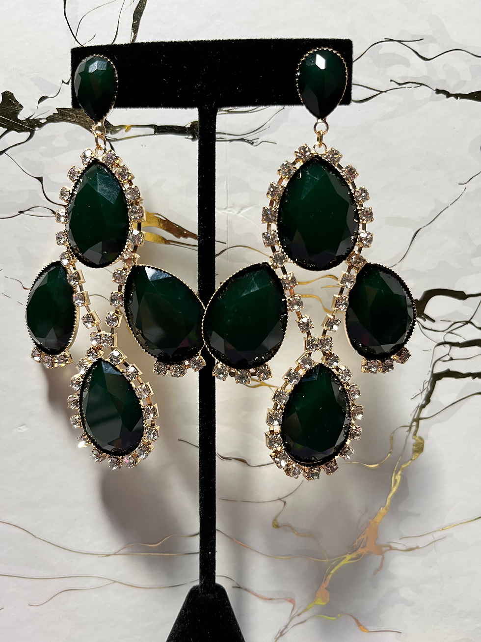 Thumbnail: Rhinestone all over my rock long earring 