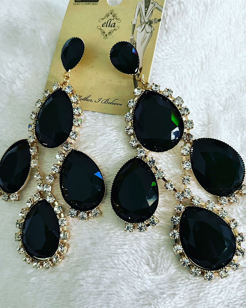 Thumbnail: Rhinestone all over my rock long earring 