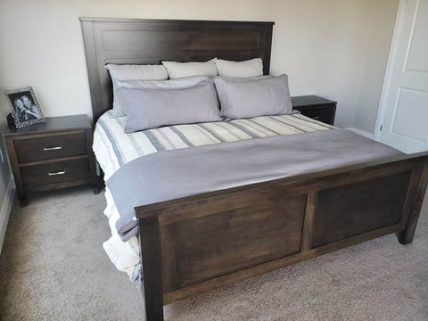 Custom Charcoal Bed with night stands