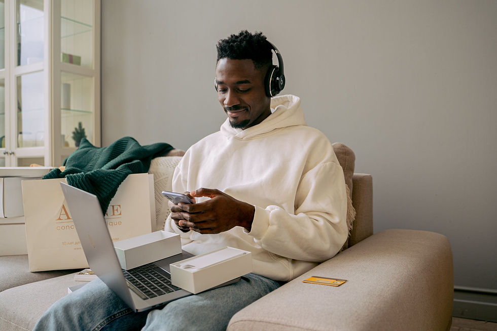 Employee setting up a new laptop and phone with Windows Autopilot and Intune