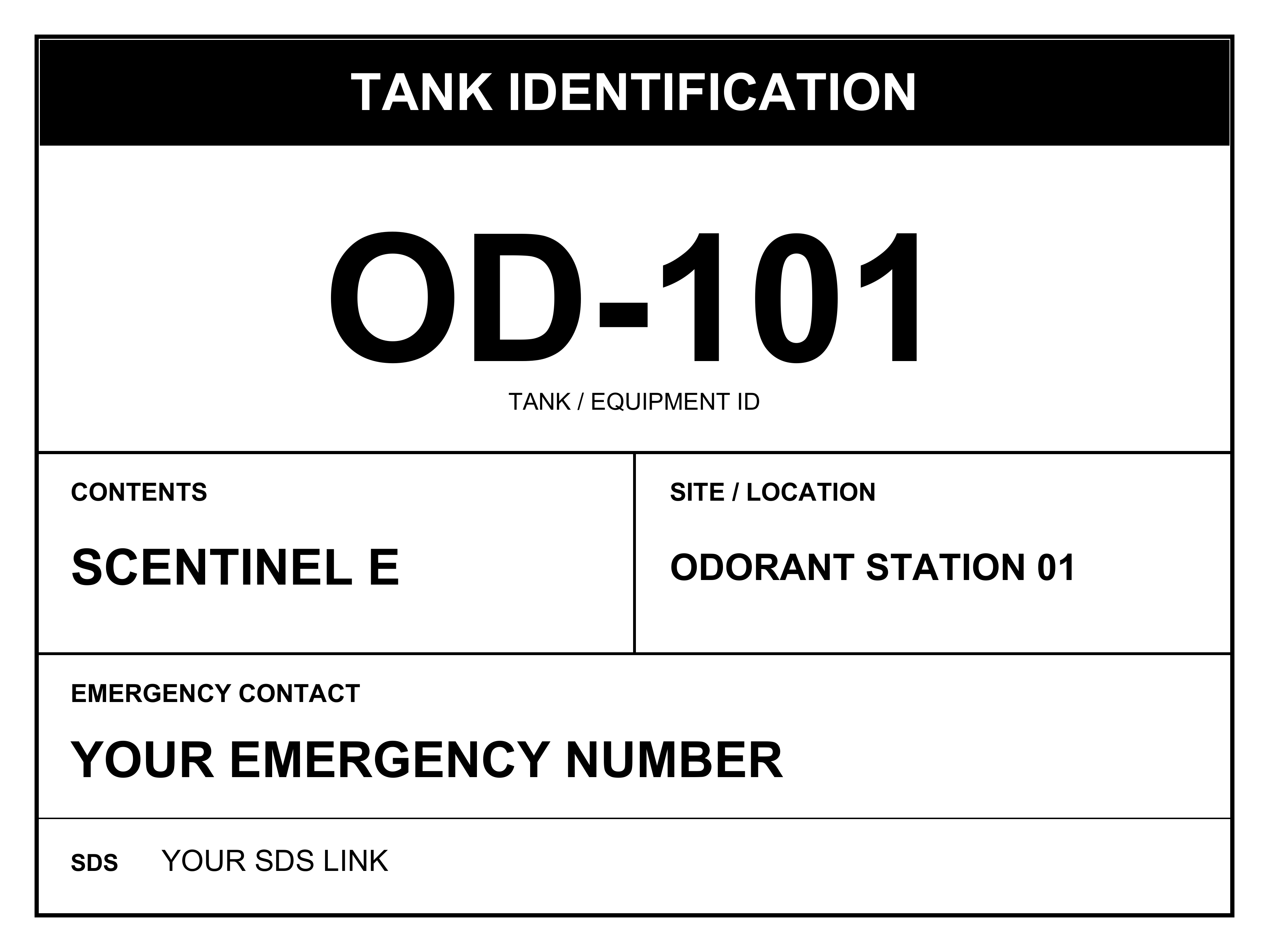 Custom Tank ID and Emergency Information Label