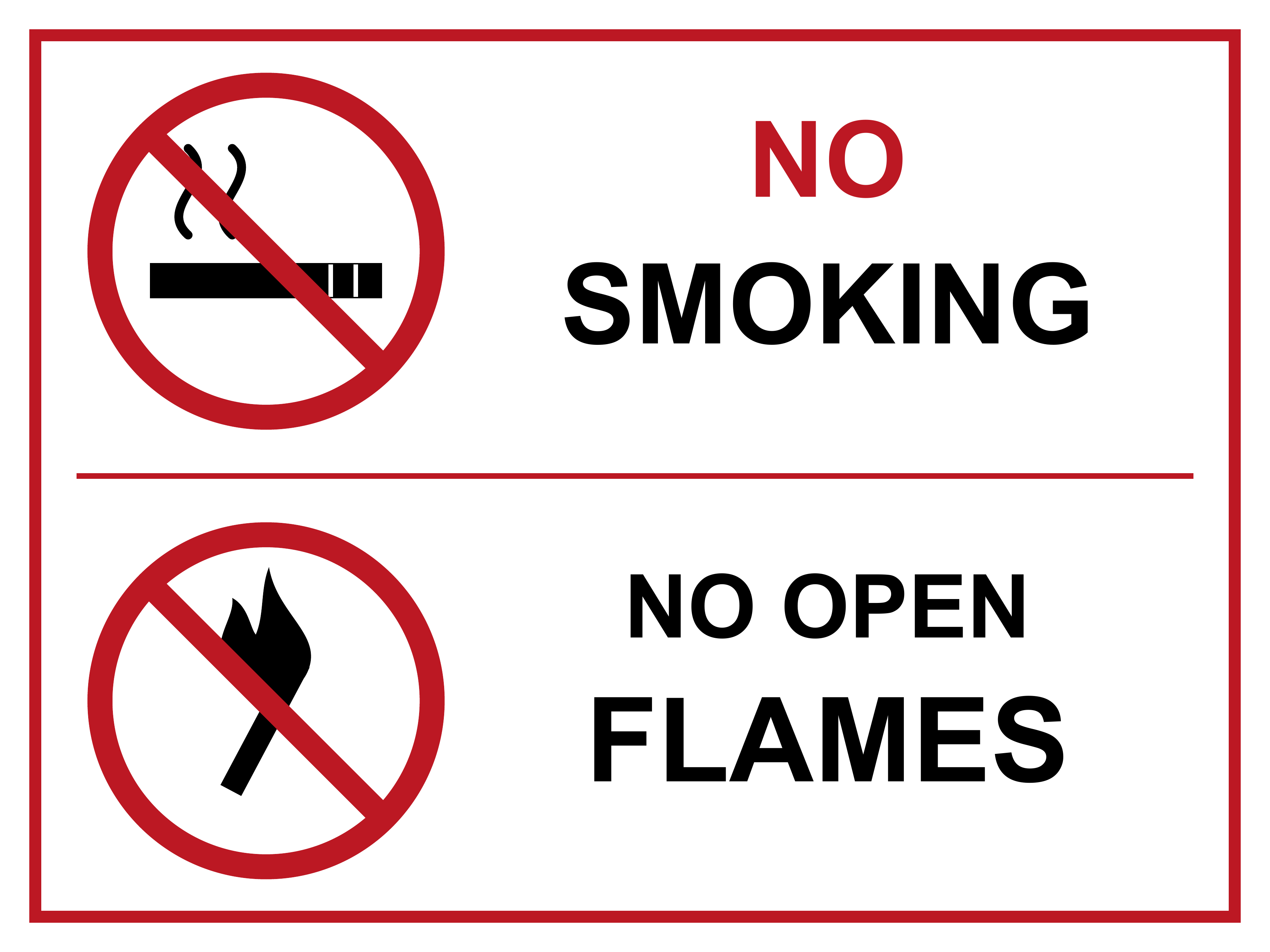 No Smoking / No Open Flames Safety Label