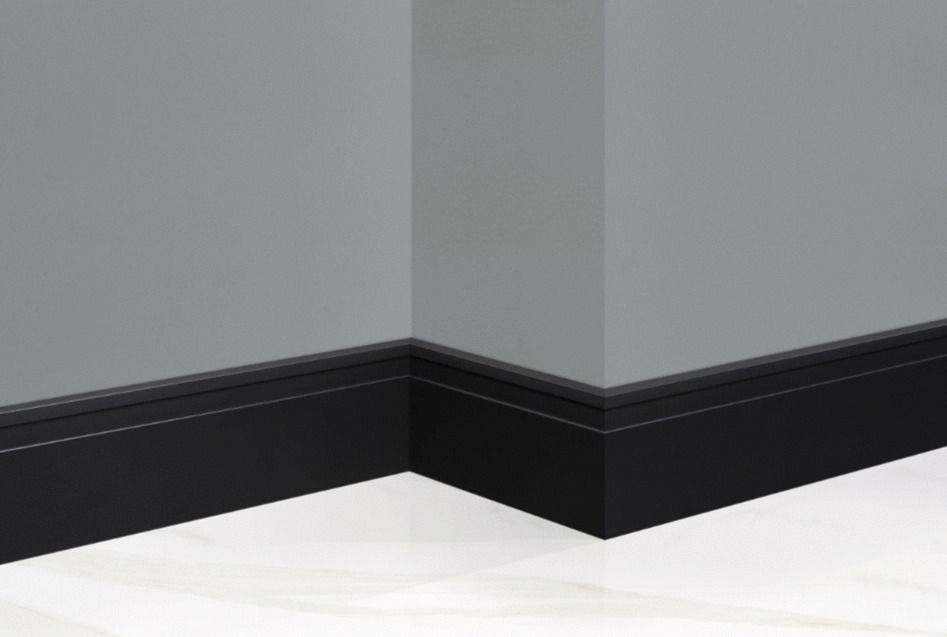 Miniatura: Ambiente Guardaescoba de EPS Extra Line / Negro Mate  10 cm x 2,5 mt