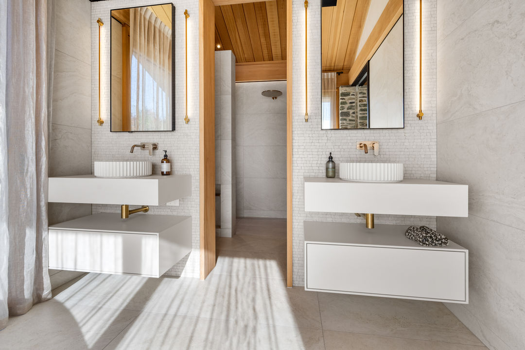 Master Ensuite Twin Vanities - Fronts and Tops all Dekton Zenith Natural