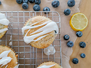 Lemon Blueberry Muffins with Honey Coconut Butter glaze