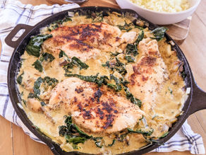 Cashew Cream of Mushroom Chicken Skillet with Kale {dairy-free, grain-free, gluten-free, keto}