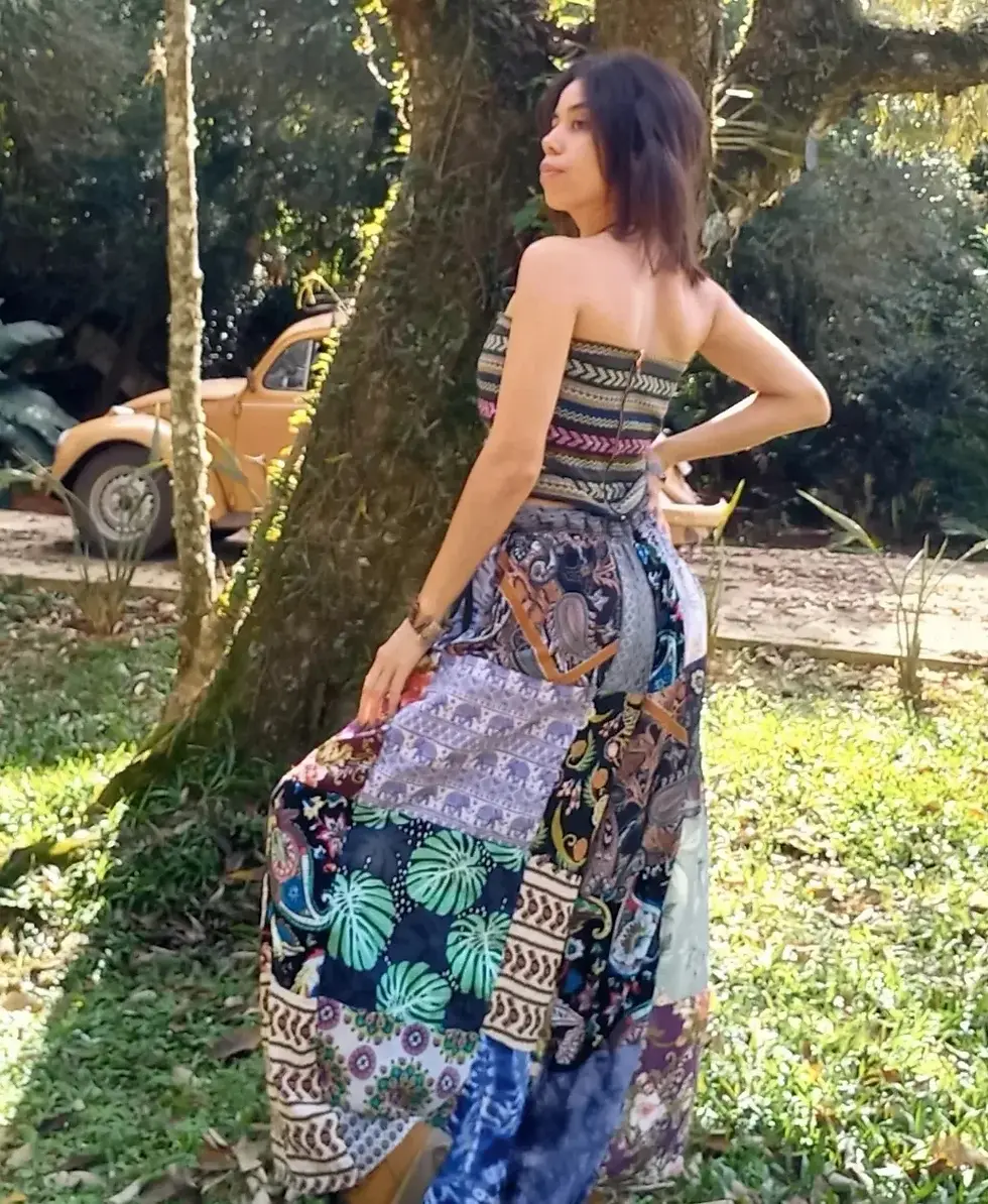 Miniatura: Calça pantalona recortes 