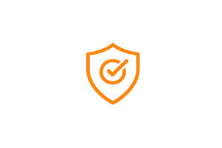 An orange checkmark badge