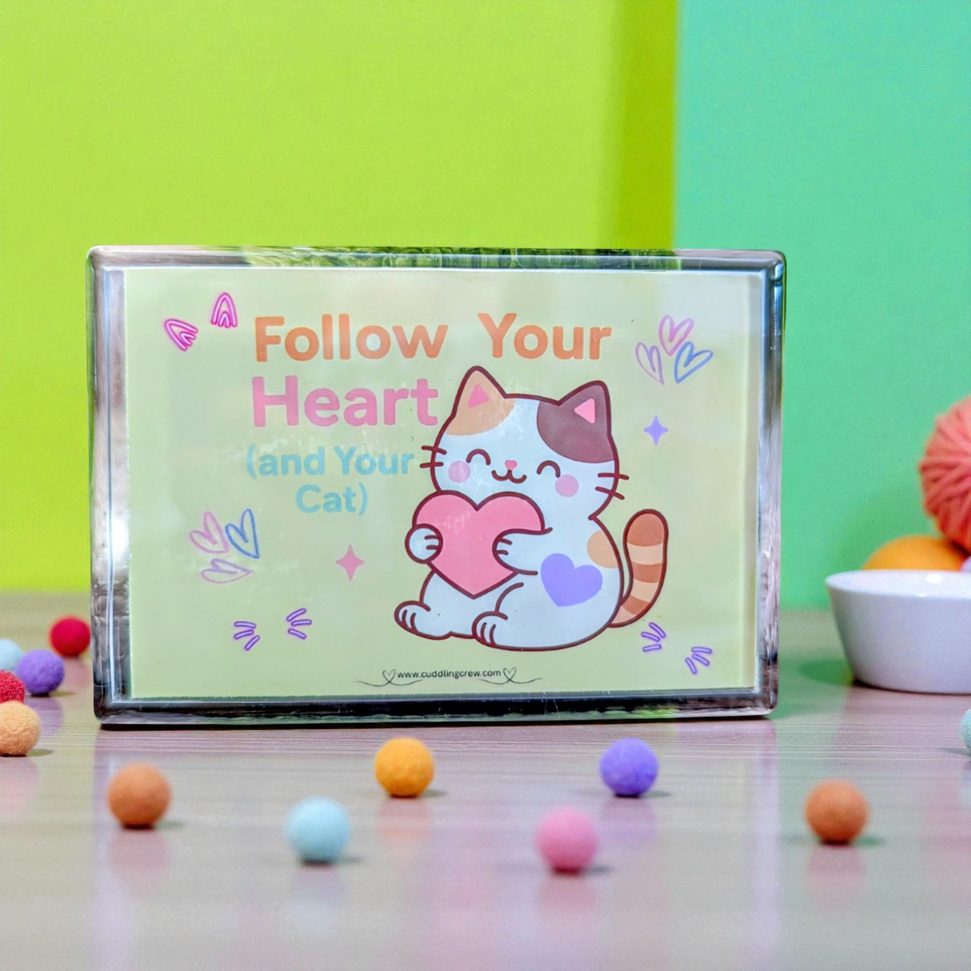 Follow Your Heart (and Your Cat) Kawaii Fridge Magnet – Cute Cat Lover Gift | Pa
