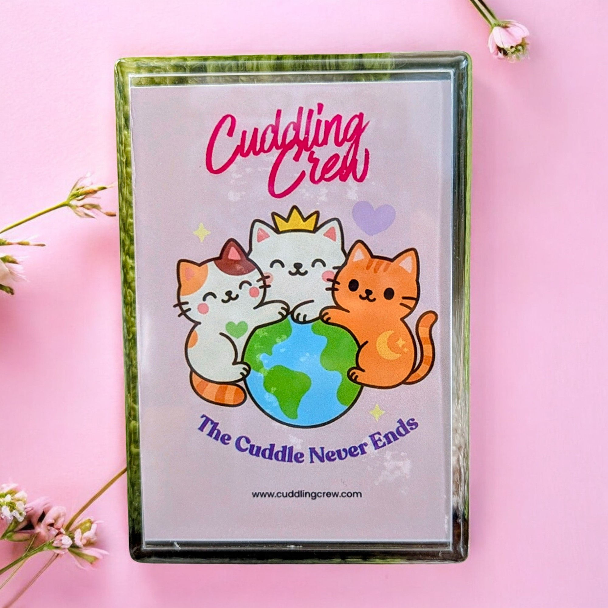 Cuddling Crew Cat Magnet – Cute Kawaii Fridge Magnet “The Cuddle Never Ends”