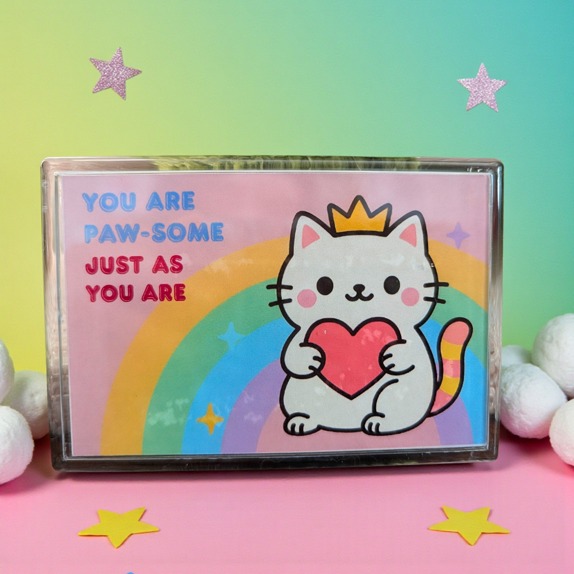 Kawaii Cat Magnet – “You Are Paw-some” Rainbow Fridge Magnet | Cute Inspirationa