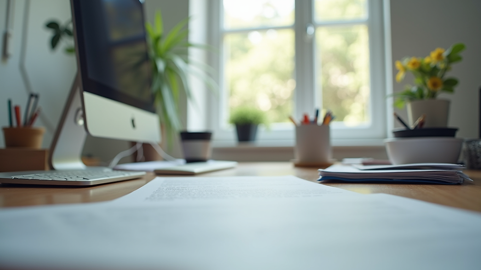 Eye-level view of a clean and organized office workspace
