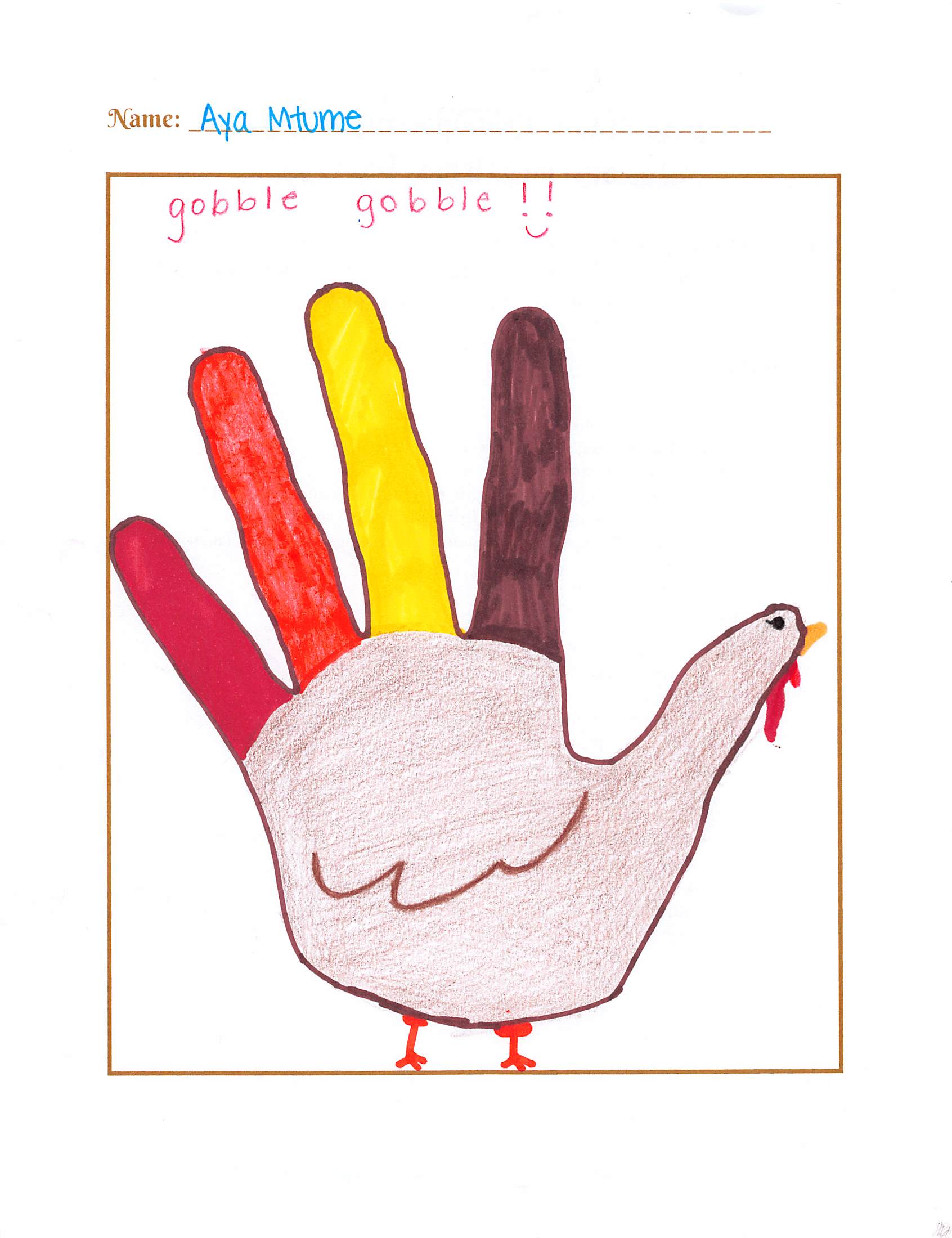 Draw a Hand Turkey