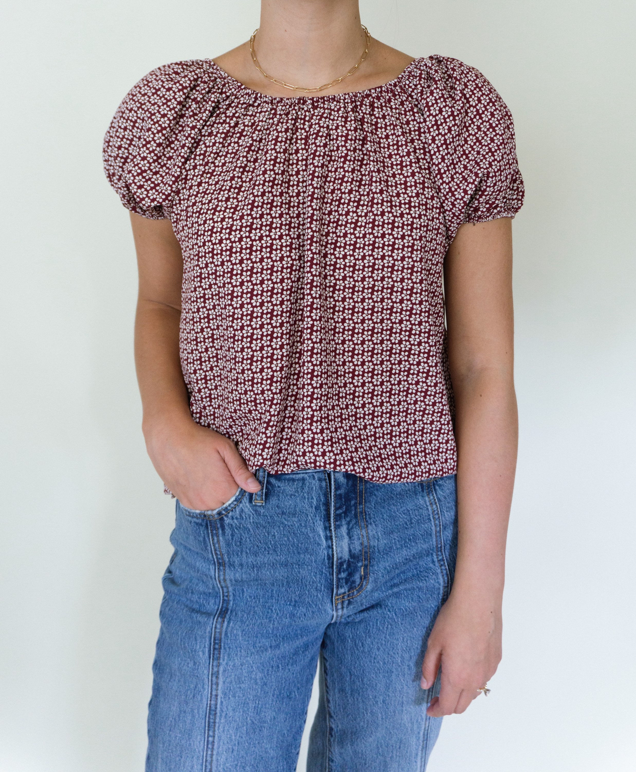 Vintage Flower Print Top