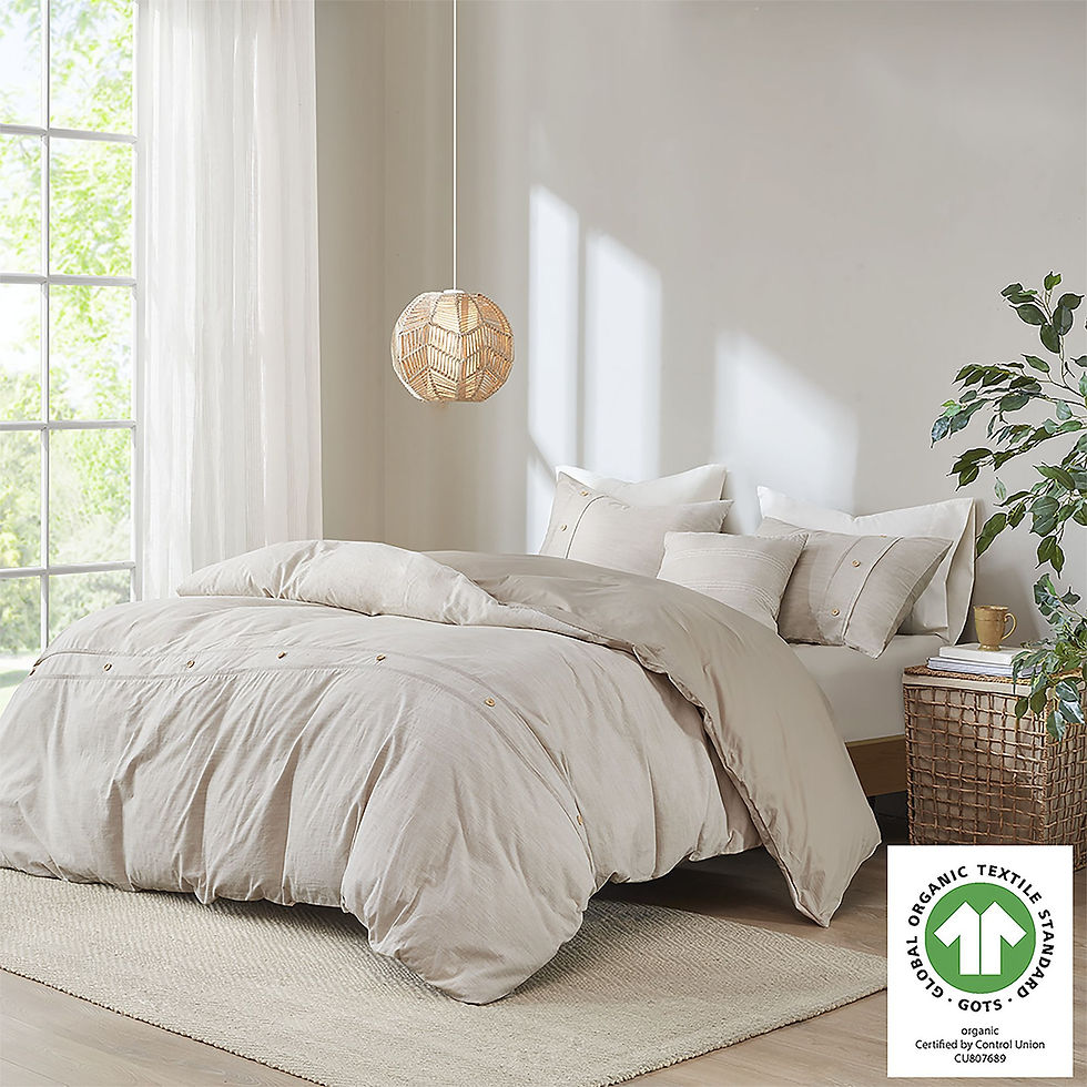 Thumbnail: 5 Piece Organic Cotton Oversized Comforter Cover Set w/removable insert Natural 