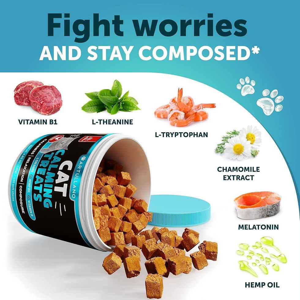 Thumbnail: Hemp Cat Calming Treats for Stress & Anxiety Relief Cat Kittens Melatonin Made i