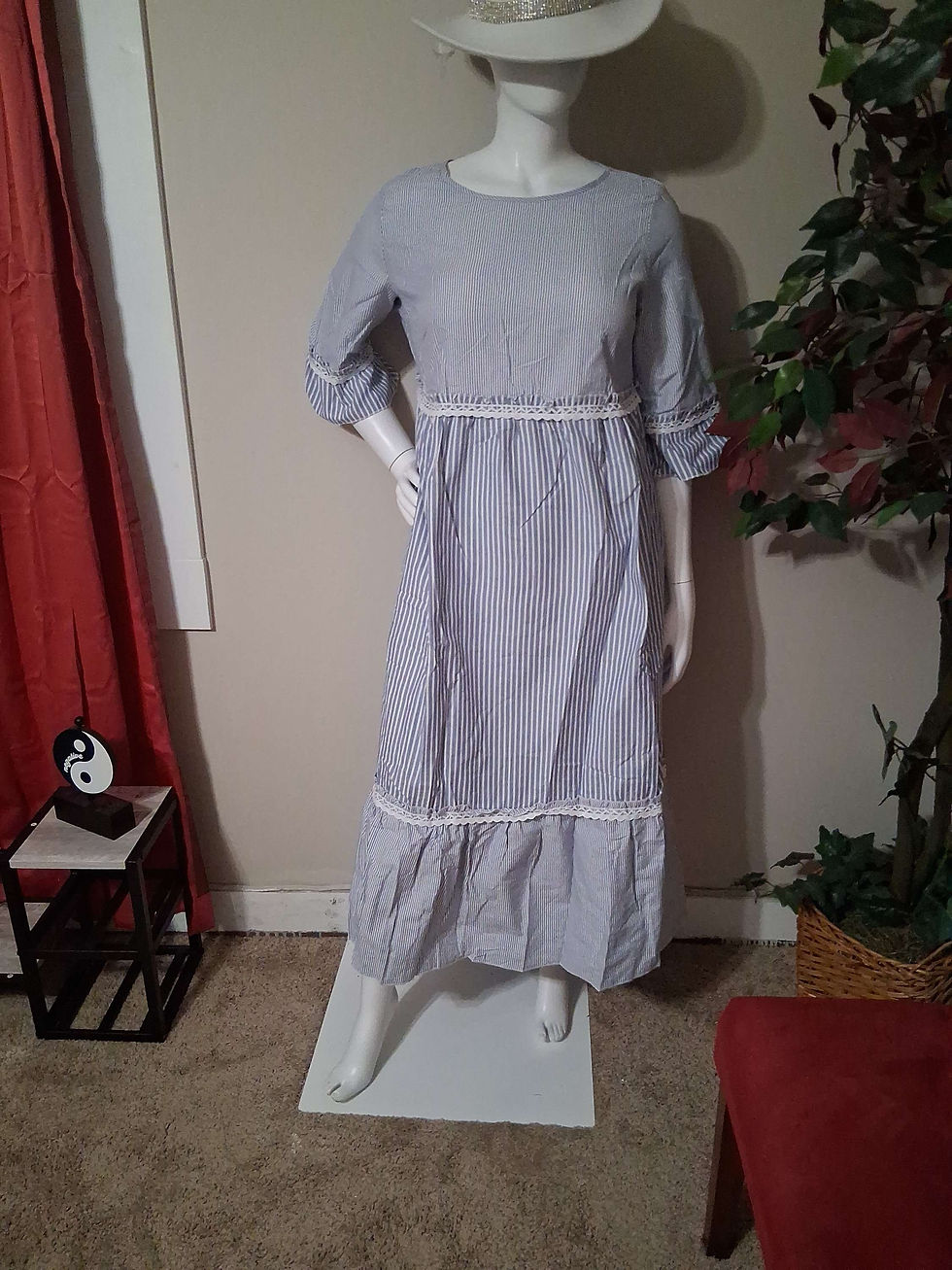 Thumbnail: Plus size white blue denim type dress