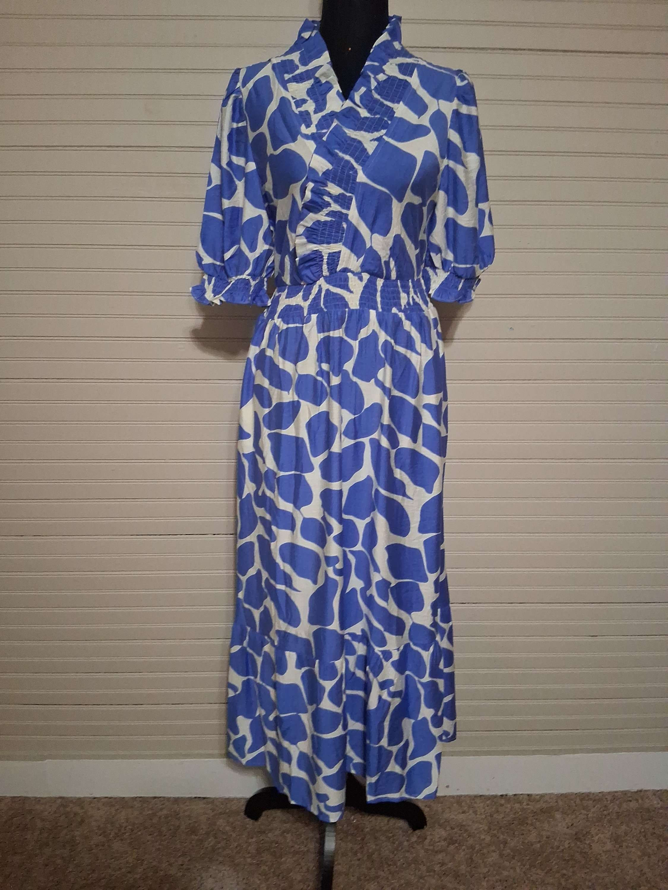 Blue cream color dress
