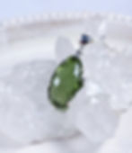 Polished Moldavite Pendant in sterling silver 