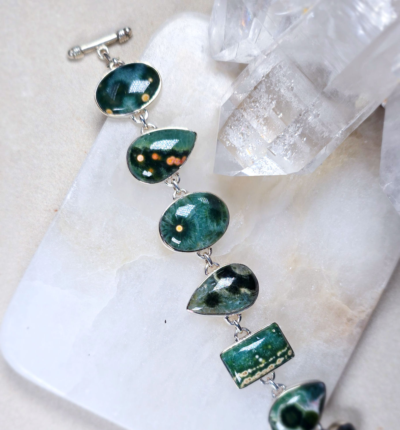 Ocean Jasper Sterling Silver Bracelet