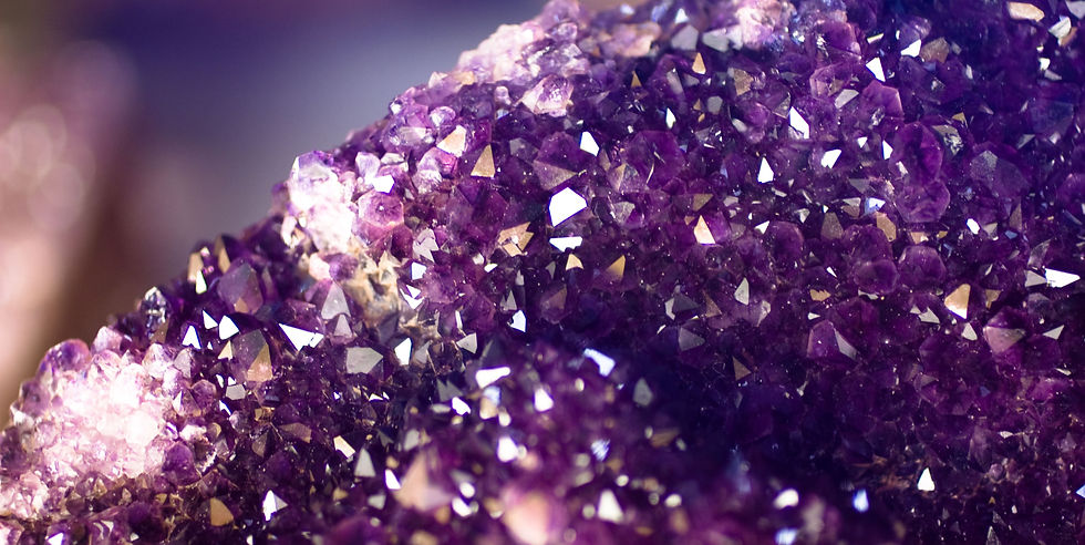 Eye-level view of a raw amethyst geode