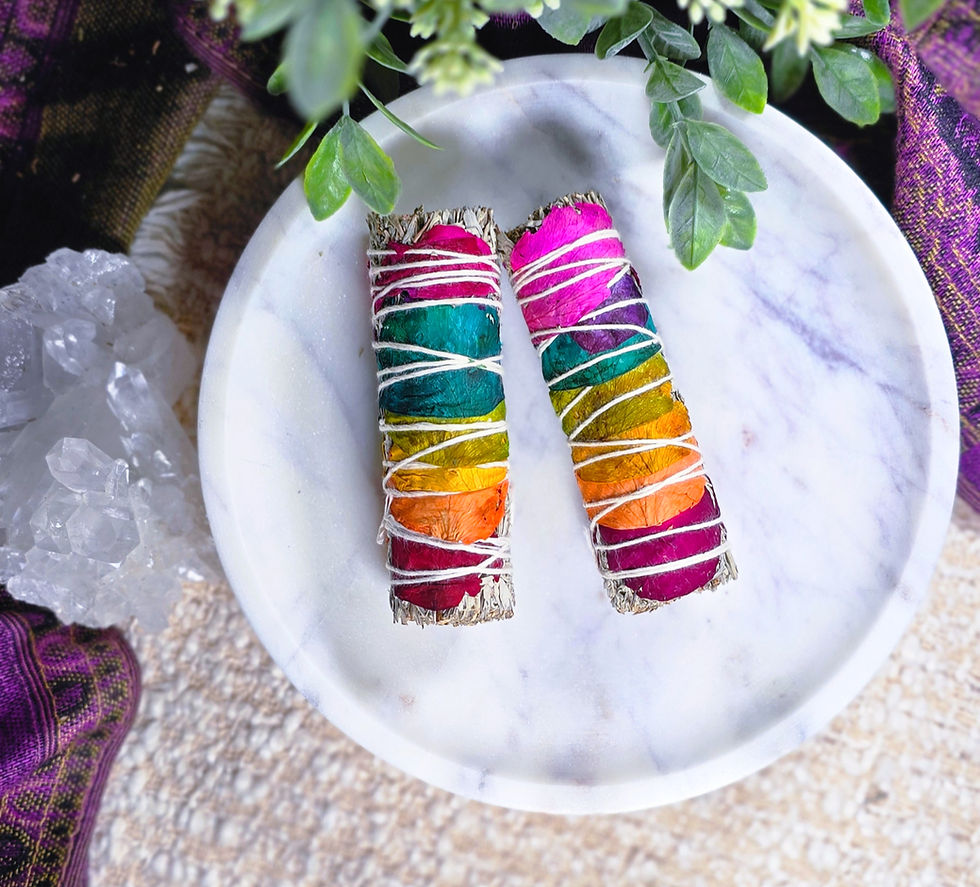 Thumbnail: Rose Petal + White Sage smudge 4 inch stick