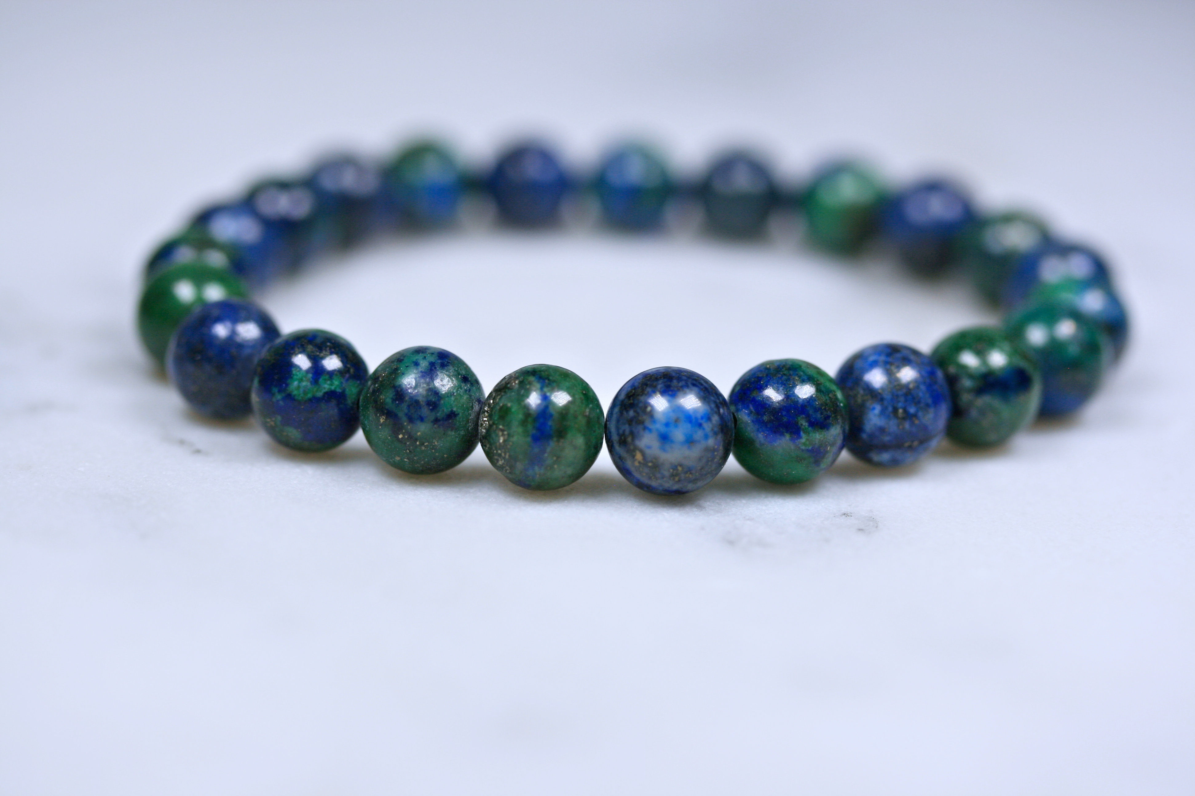 Azurite Bracelet - 8mm Round