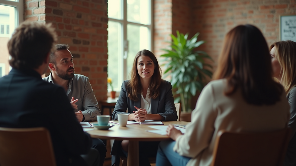 Close-up view of a group therapy session with individuals sharing their stories