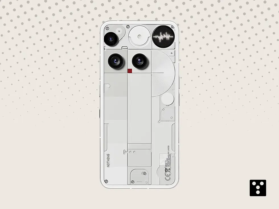 Nothing Phone 3 with transparent back design revealing internal components and unique LED styling.