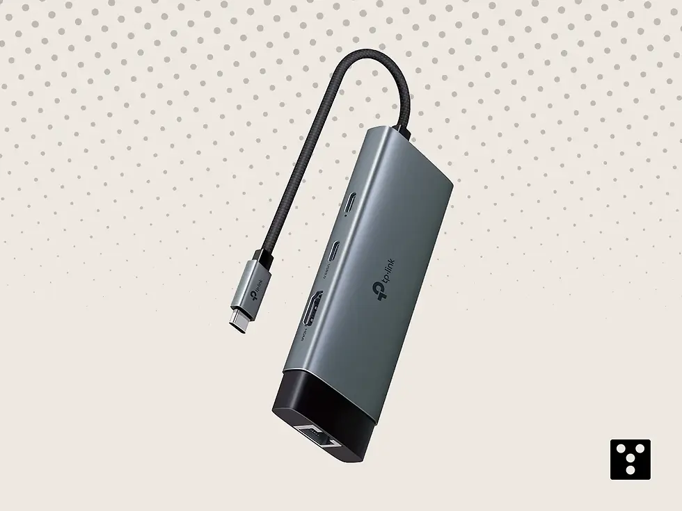 TP-Link UH6120C USB 3.0 hub with Ethernet and multiple ports designed for laptop connectivity expansion.