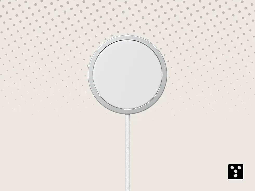 Apple MagSafe charger front view highlighting magnetic alignment for efficient iPhone wireless charging.
