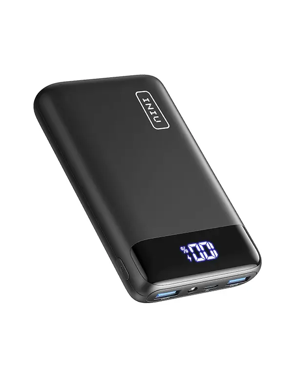 INIU portable power bank with digital LED screen and slim design for reliable everyday device charging.