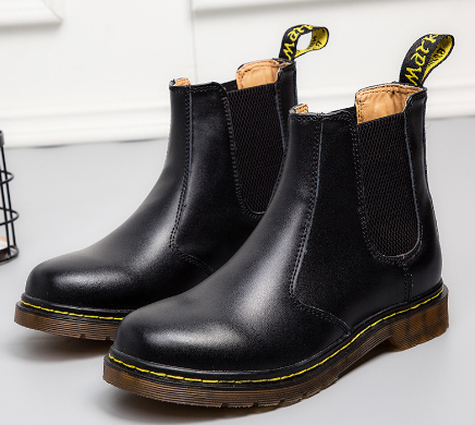 Miniatura: Autumn Style Thick-Heeled Cowhide Martin Boots for Women