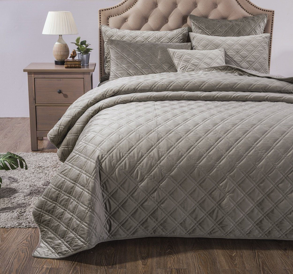 "Waffle" Velveteen Double-Sided Quilted Bedding Set