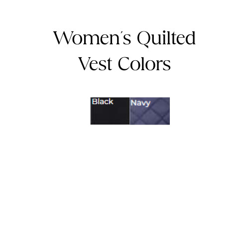 Thumbnail: Color options for a women's quilted vest shown in black and navy blue.
