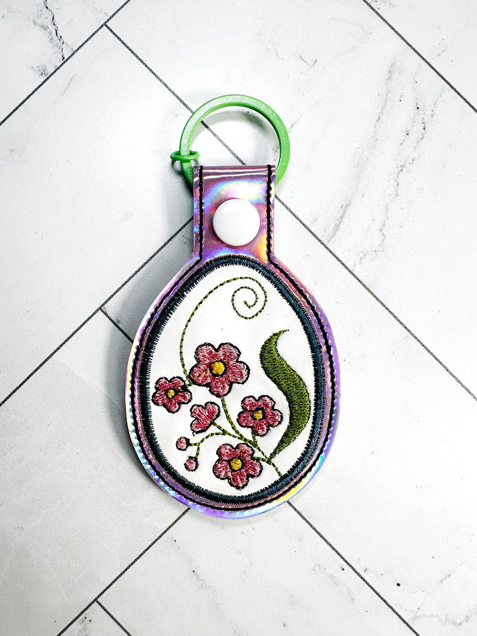 Floral cherry blossom egg keyfob